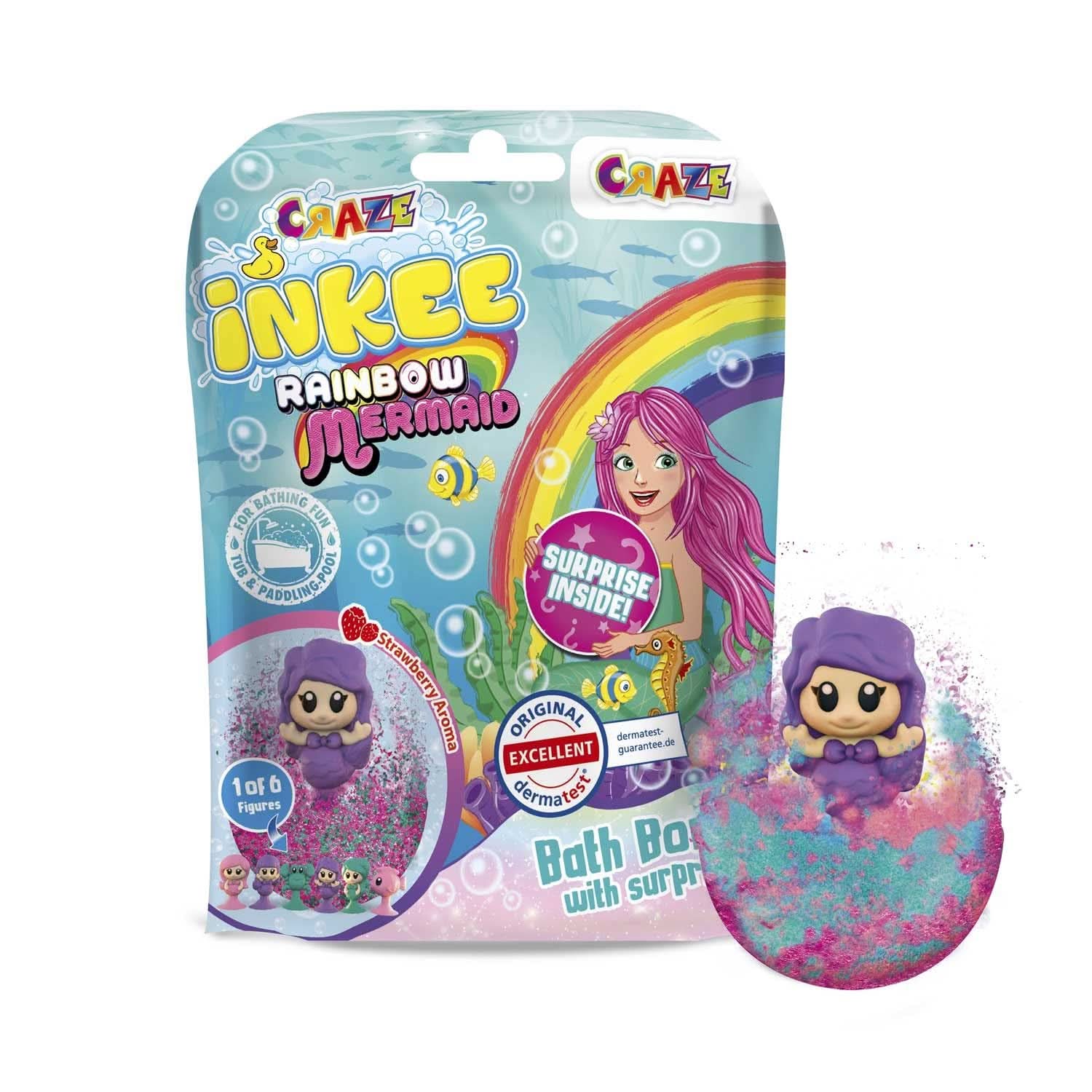 INKEE UNICORN | Bomba de baie pentru copii cu surpriza, 100 G, unicorn, parfum de floricele de porumb Mama si Copilul Naty Shop 1X Rainbow Mermaid