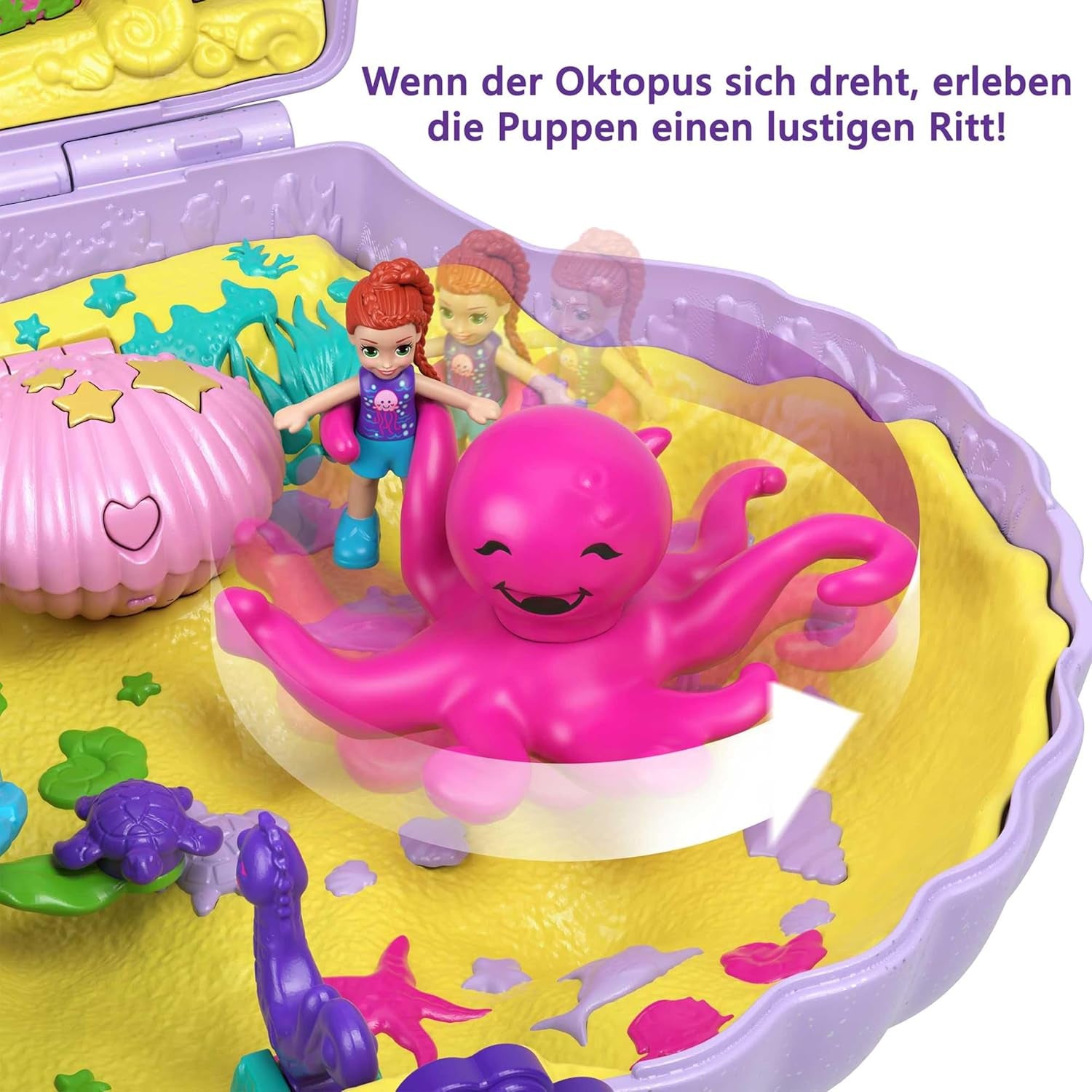 Polly Pocket Boîte de rangement Sac coquillage avec 2 poupées et 1 sous-marin Polly Pocket Sirène Jouet 4 ans et plus GNH11