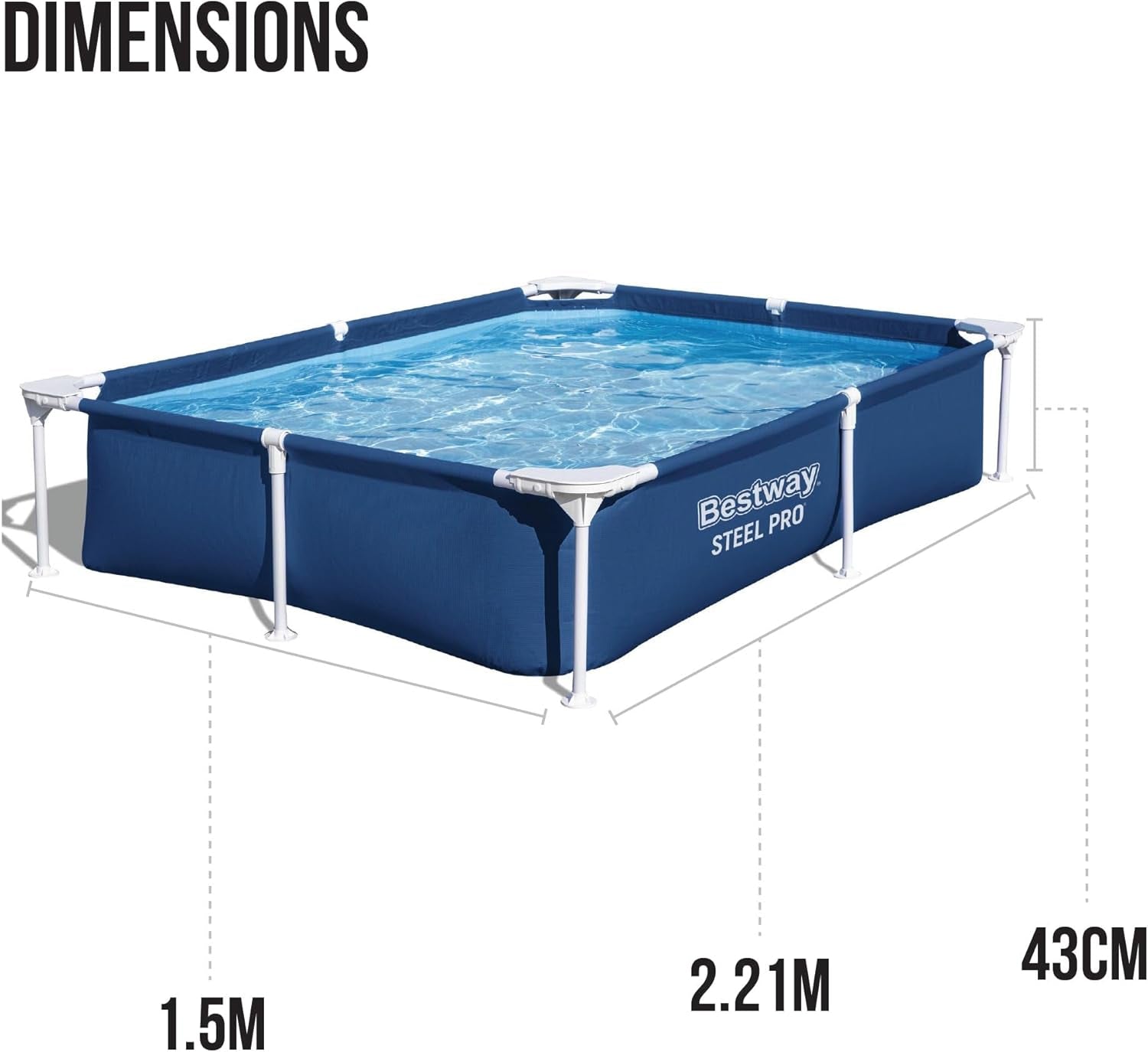Piscine 2,21 mx 1,50 mx 43 cm / 7'3" x 59" x 17"
