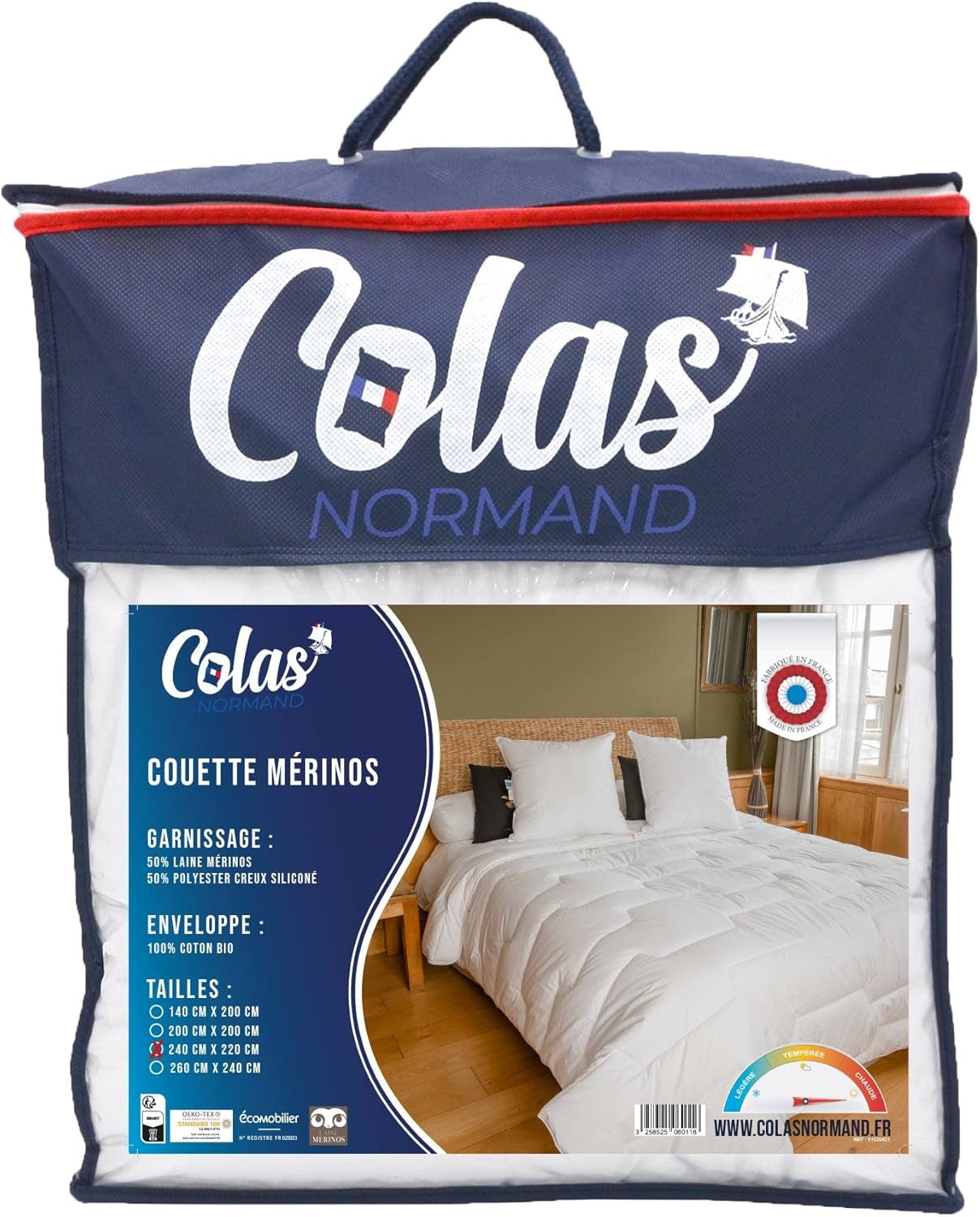 Couette 240 X 220 Cm | Coton biologique et laine mérinos | Chaud Lavable en machine à 30 °C Couettes et couettes Naty Shop Titre par défaut