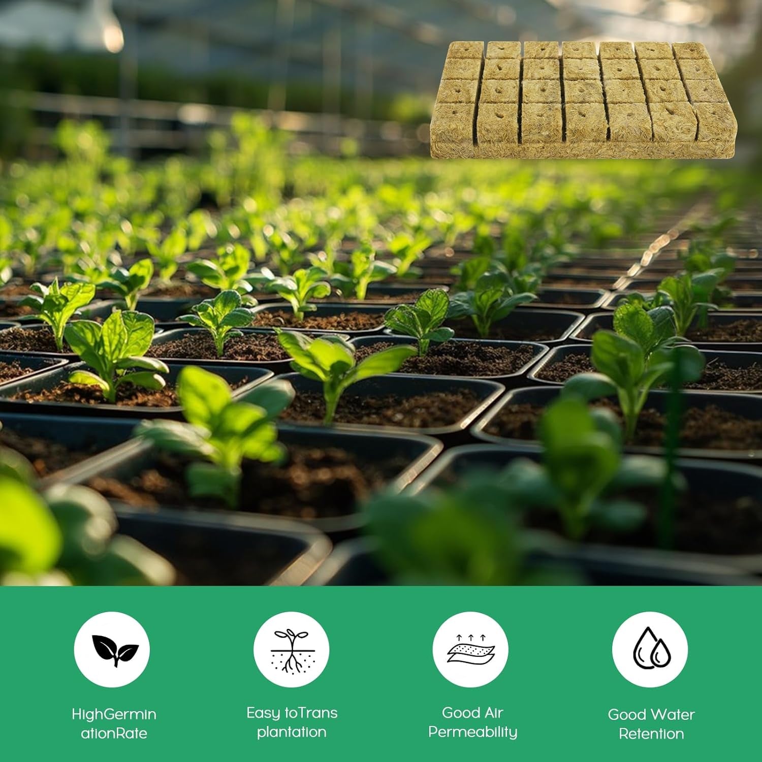 28 cubes de laine de roche, ensemble de laine de roche, tapis de culture en laine de roche, tapis de culture hydroponique sans sol, cube de laine de roche, cubes de laine de roche pour boutures, clonage, propagation 4*4*4 cm