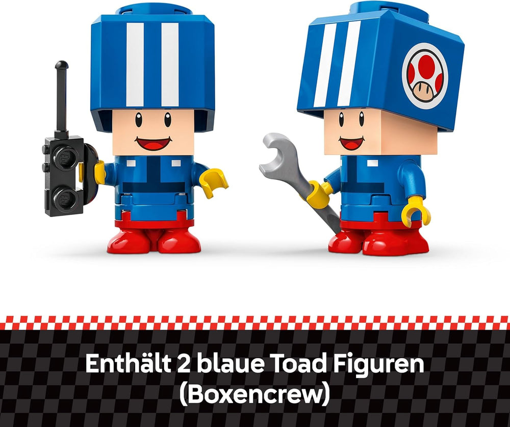 LEGO Super Mario : Mario Kart – Ensemble de garage de Toad, jouet mécanique Nintendo avec 2 figurines de personnage de crapaud bleu pour un jeu indépendant, cadeau d'anniversaire pour garçons, filles et joueurs âgés de 8 ans et plus 72035