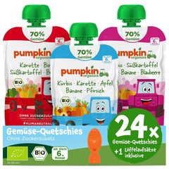 Pumpkin Organics 24Pack, purée de légumes bio, sans sucre ajouté, pour bébés à partir de 6 mois, 24 x 100 grammes Mère et Enfant Naty Shop 24 x 100 grammes
