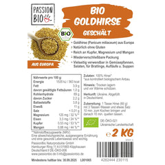 PassionBio millet doré bio 2 KG - emballage refermable