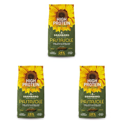 PASTASOLE, Penne Rigate avec semoule de blé dur 100% italienne et farine de graines de tournesol - 500g - Riche en protéines, faible en glucides, riche en fibres (Pack de 3)