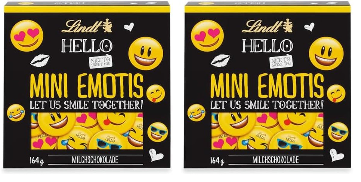 BONJOUR Mini Émoticônes au chocolat | 164g | Env. 27 émoticônes sympas aux designs variés, fabriquées à partir du meilleur chocolat au lait | Cadeau chocolat pour les enfants | Pour la décoration (pack de 2)