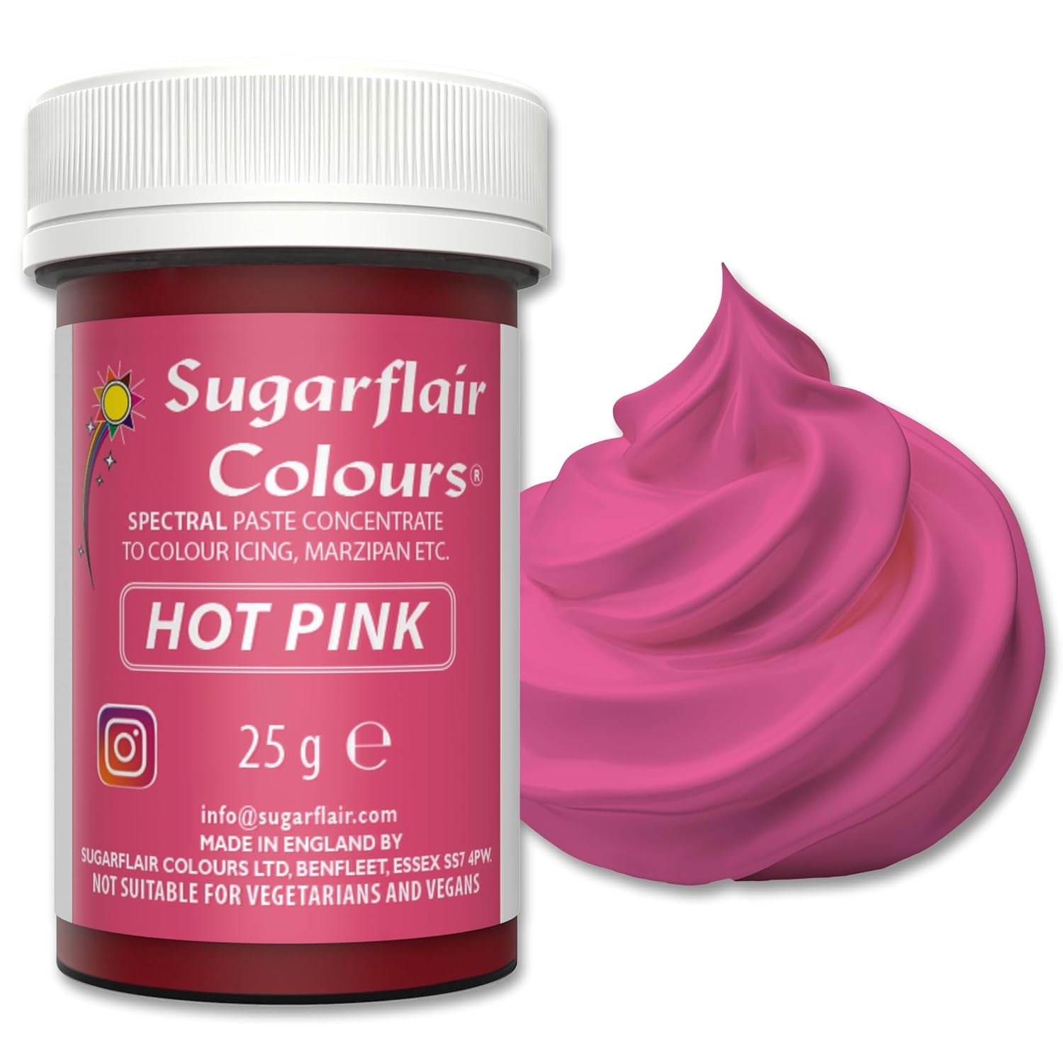 Pastă de colorant alimentar Sugarflair Grafit, colorant alimentar spectral concentrat pentru cremă de unt, pastă de zahăr, glazură, mixuri pentru prăjituri, macarons și multe altele! - 25g