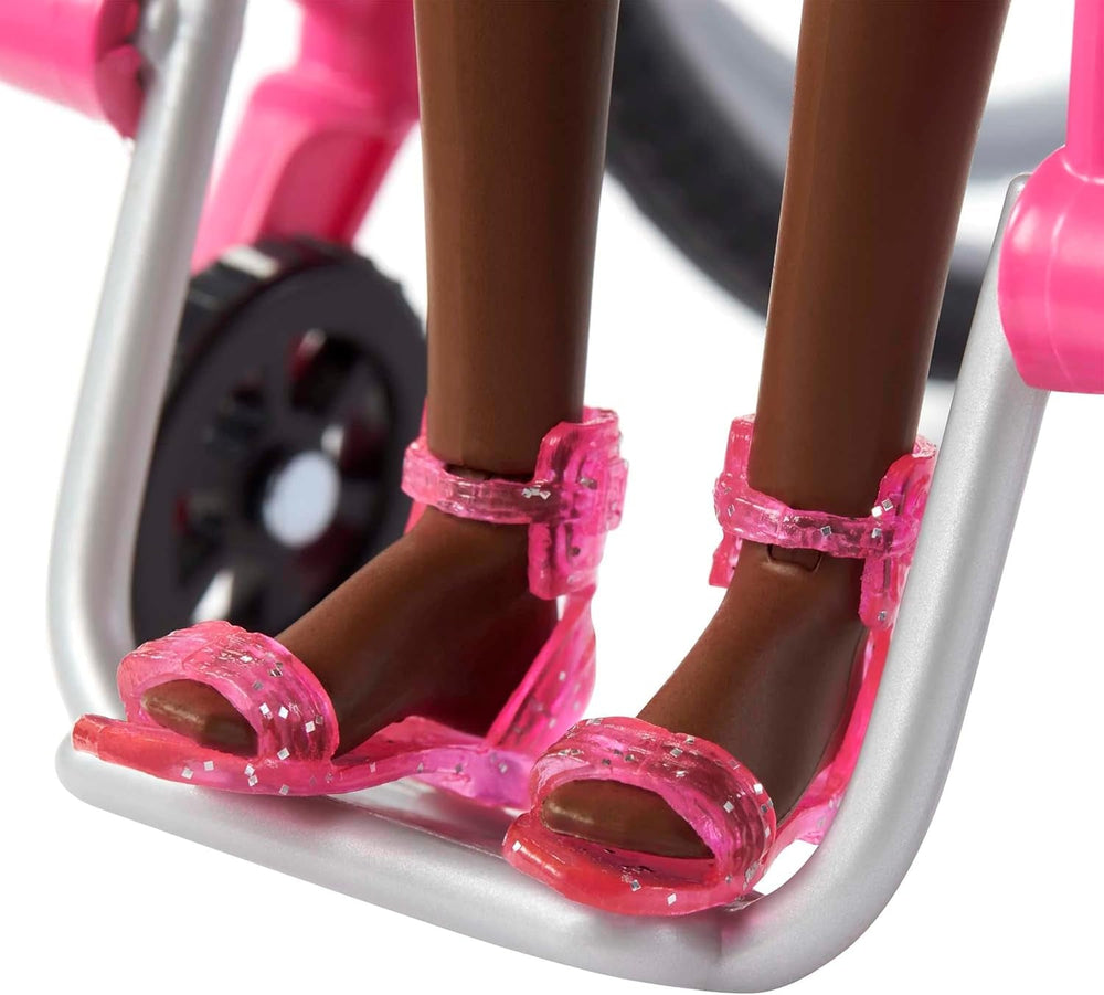 Barbie Fashionistas, mit schwarzen Haaren, im Rollstuhl mit farbigem Globalement, Rollstuhl mit Rampe, inkl. Poupée, cadeau pour enfants, jeu à partir de 3 ans, HJT14