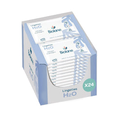 BIOLANE - Lingettes humides bébé H2O à l'eau - Poche - Bébés - 24 x 10 pièces (240 lingettes) - pour peaux sensibles - nettoie et protège visage et siège - fabriquée en France