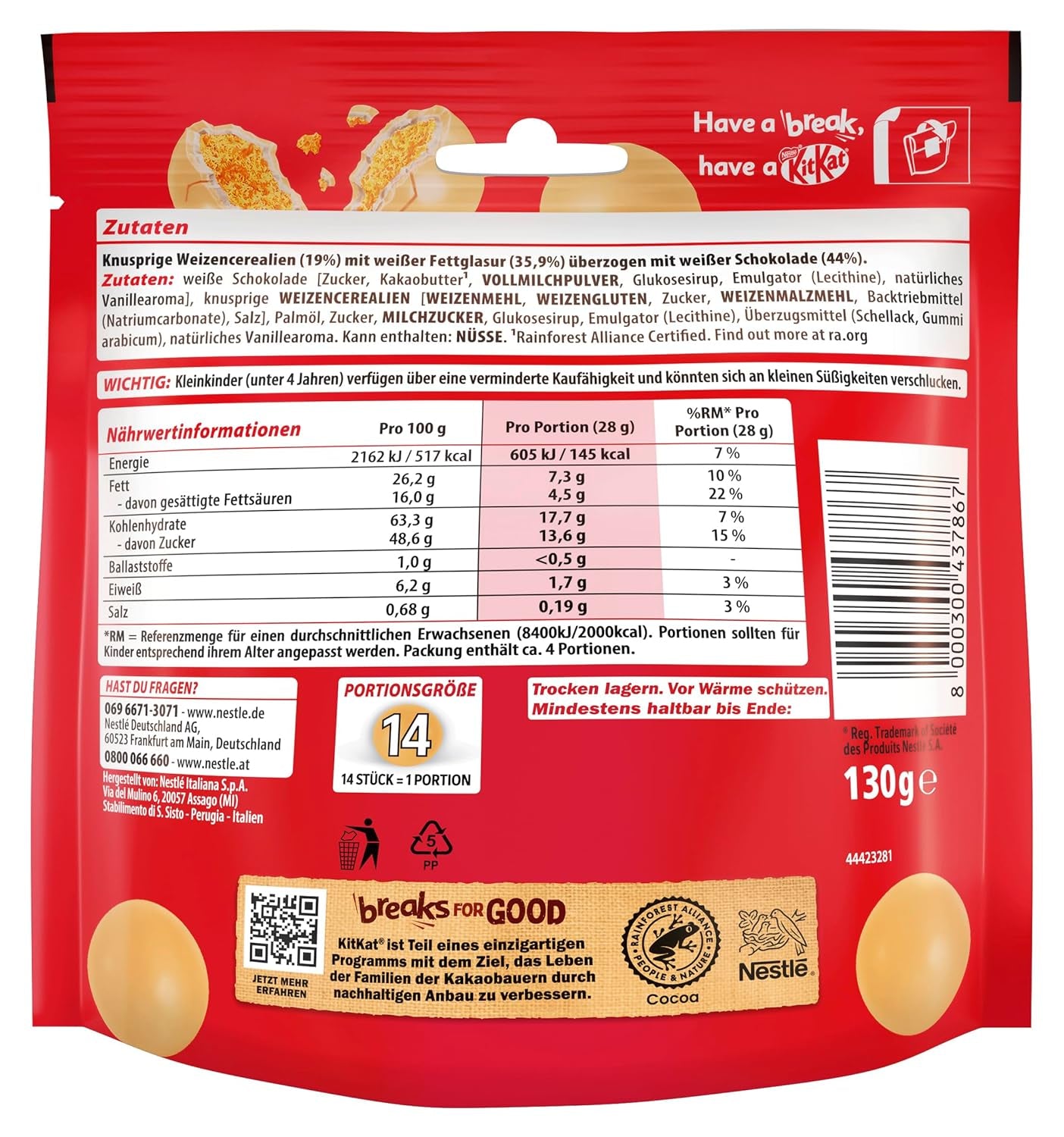 Boules blanches NESTLÉ, paquet de 1 (1 x 130g)