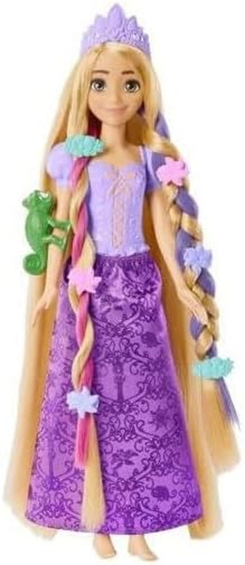 Disney Prinzessin-Spielzeug, Rapunzel-Puppe mit Haarverlängerungen mit Farbwechseleffekt und Hair-Styling-Zubehör, inspiriert vom Disney-Film