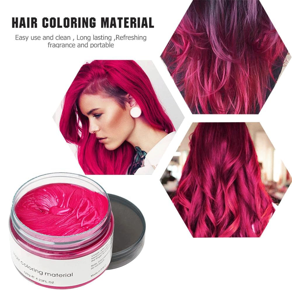 Coloration temporaire des cheveux 4,23 onces de cire de couleur pour hommes femmes lavable couleur naturelle pommade teinture capillaire instantanée pour fête cosplay Halloween (rouge) Naty Shop Hair Dye