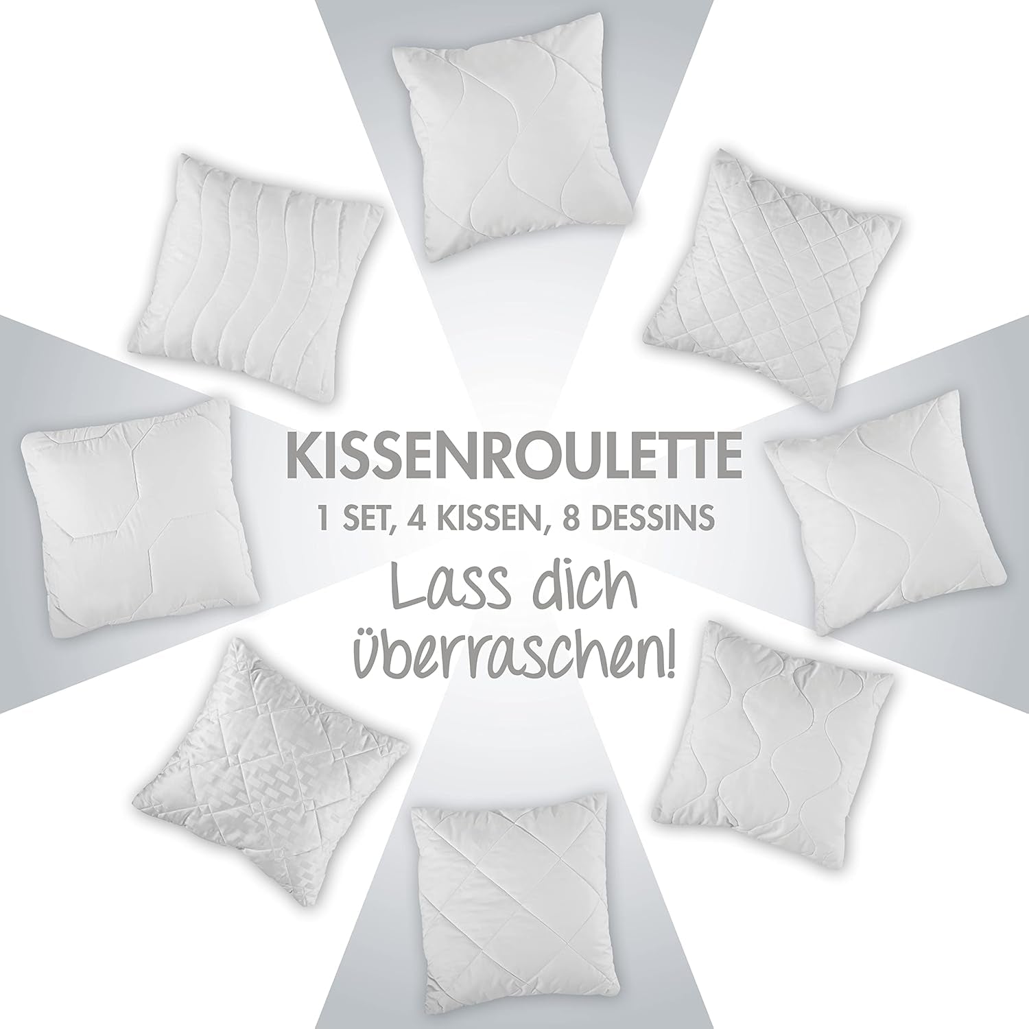 Traumnacht Oreiller roulette confortable, Lot de 4 oreillers, Avec housse matelassée et rembourrage en mousse, 40 X 40 cm, Certifié Oeko-Tex, Fabriqué selon la norme de qualité allemande Oreillers standard Naty Shop