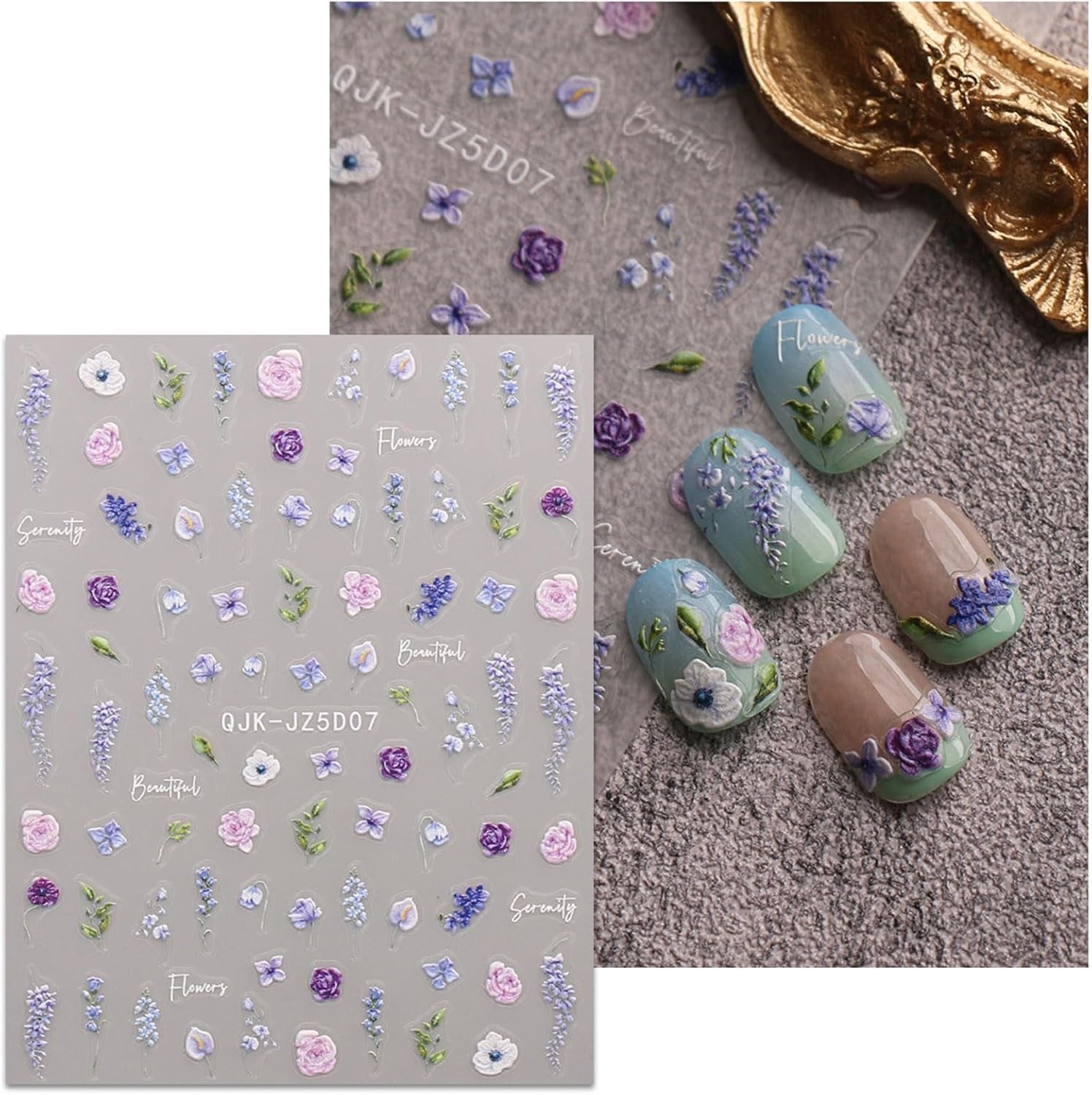 JMEOWIO Autocollants de ongles 3D pour nail art