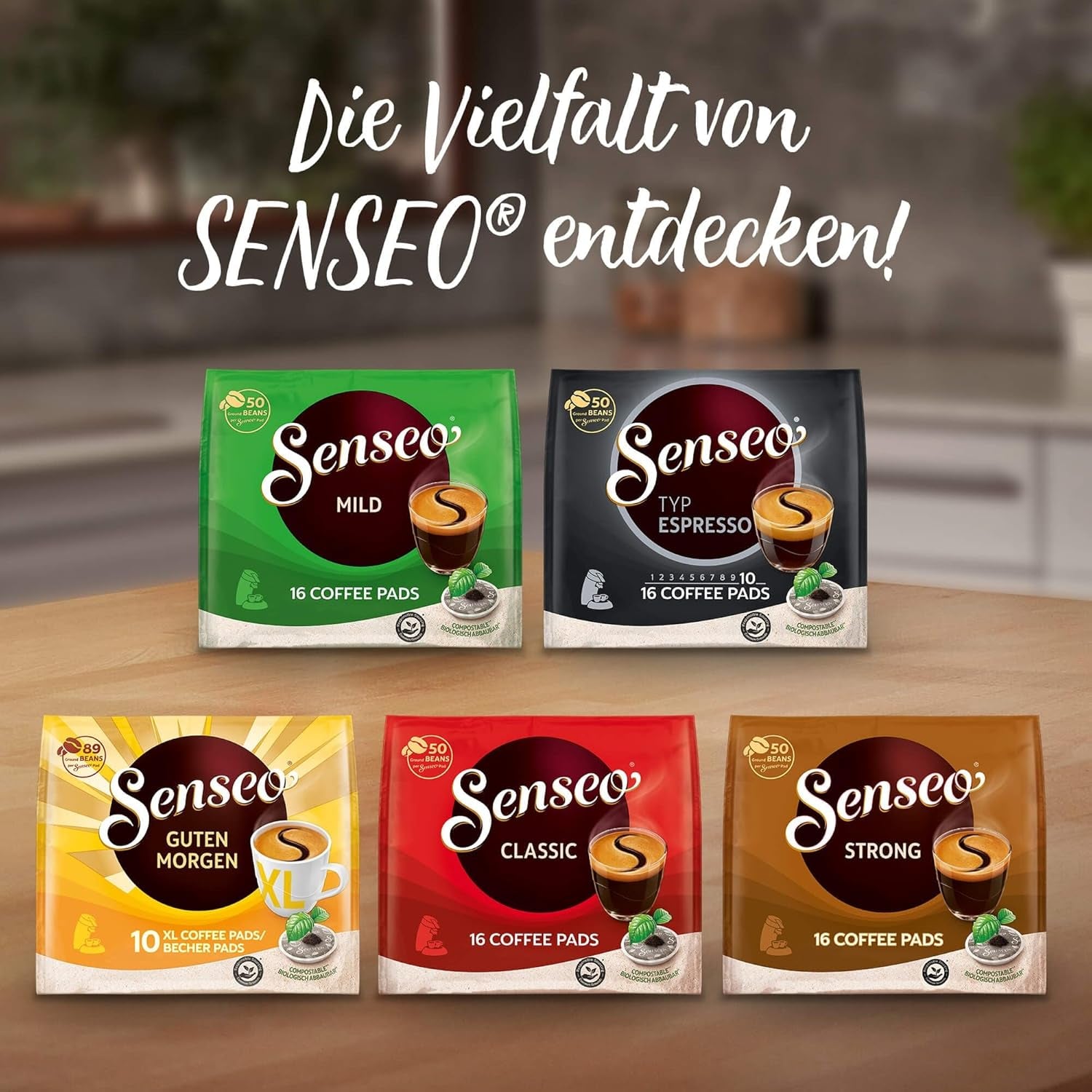Senseo Pads Decaf Entkoffeiniert, 5 x 16 Getränke, 80 Kaffeepads