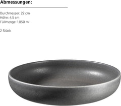 MÄSER Série Unico, service de table pour 2 personnes, intemporel et élégant, service de table en céramique 8 pièces, grès, anthracite