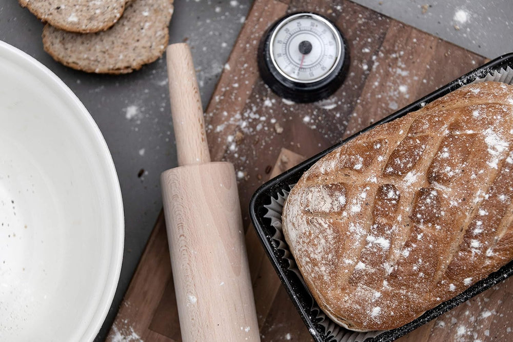 Rouleau à pâtisserie en bois de hêtre Tala - Rouleau à pâtisserie rotatif avec poignées, surface lisse, durable et facile à nettoyer - Parfait pour la pâte, les pâtisseries, le pain et la pizza - Bois certifié FSC