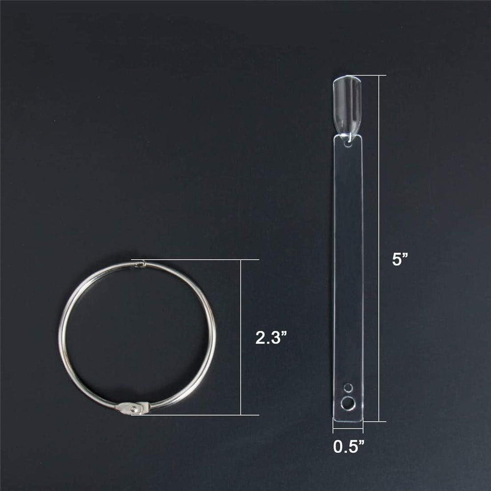 50pcs anneaux de pointe d'art d'ongle, plaques transparentes de couleur, bâtons d'anneau d'affichage de vernis à ongles, pratique de salon de manucure, affichage de pointe d'ongle pour l'affichage et la pratique de bricolage d'art d'ongle