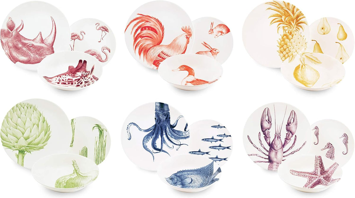 Assiette Excelsa Flora & Fauna, céramique, multicolore