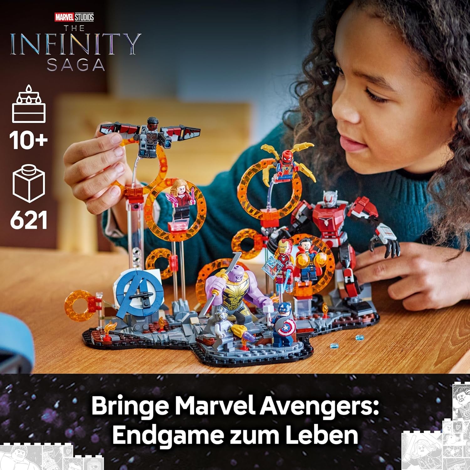 LEGO ǀ Marvel Avengers : Endgame Letzter Showdown - Jeu de construction avec 10 figurines, avec Captain America, Iron Man, Black Panther et Dr. Strange - Créations créatives pour jeunes et filles 76323