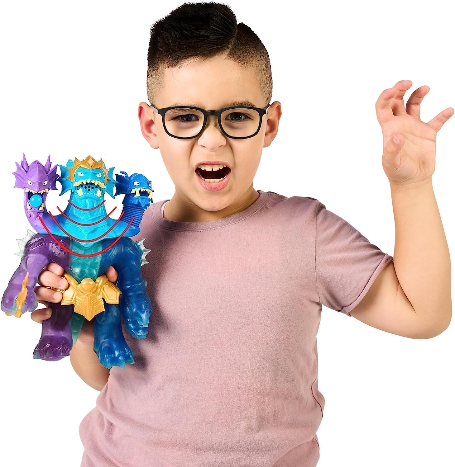 Heroes of Goo Jit Zu Deep GOO Sea King Hydra figurină cu putere de slime 3 în 1, 3 capete și efecte luminoase și sonore Action figures Naty Shop