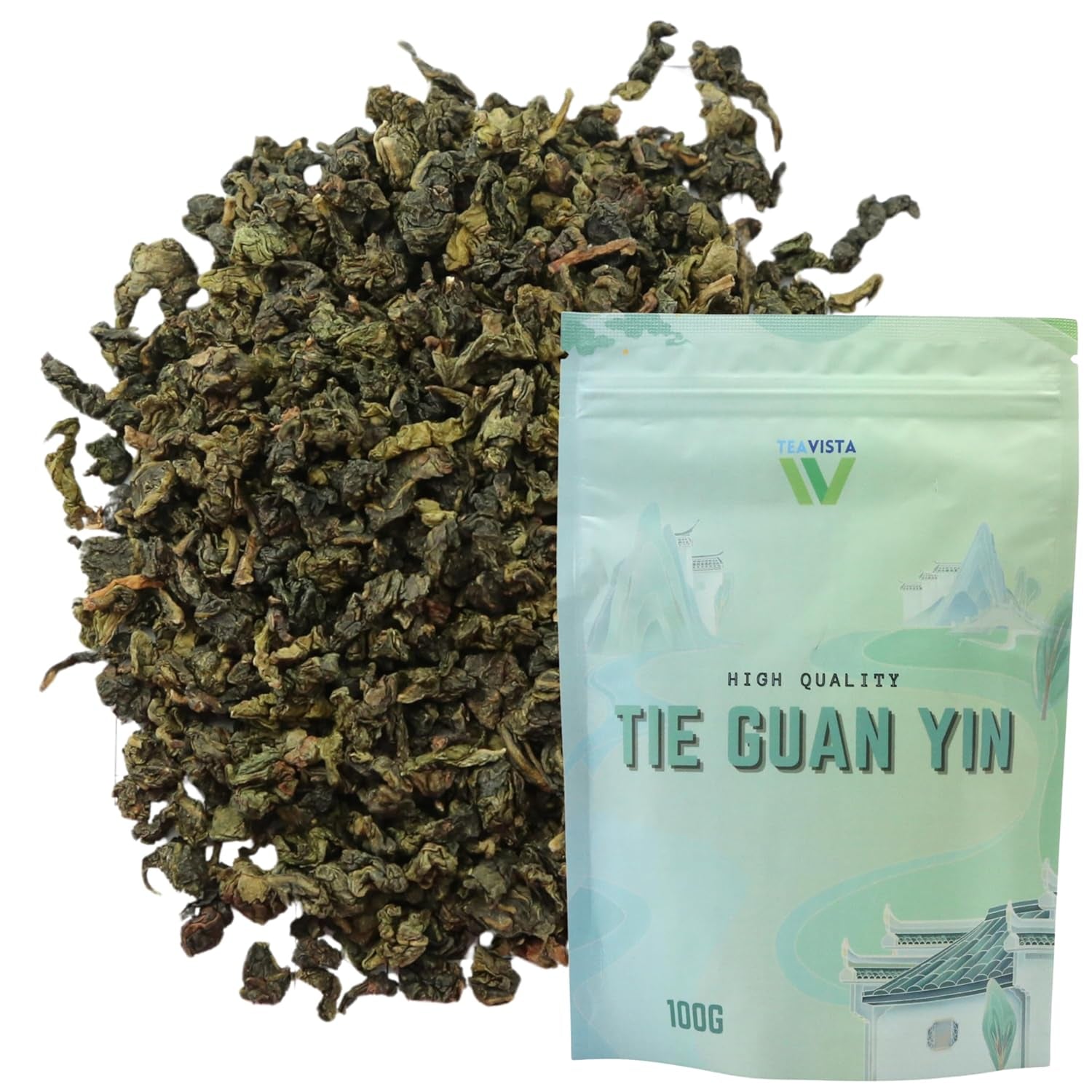 Thé Oolong Tie Guan Yin de Teavista - Thé Oolong chinois de qualité supérieure (Tieguanyin), 100 g | Il favorise la digestion et augmente l'énergie