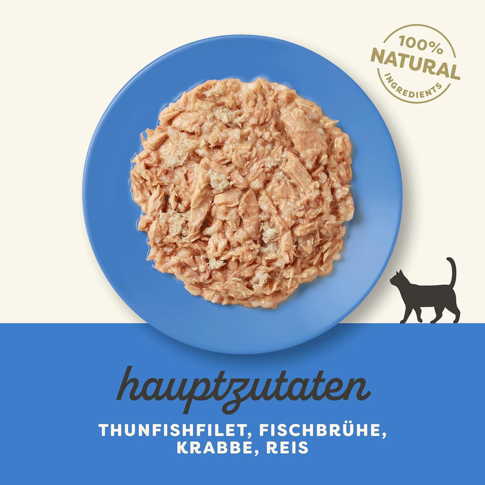 Applaws 100% Natural Nassfutter for Katzen, Thunfischfilet mit Krabben in Brühe - Packung mit 12 x 70g Beuteln