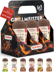 KOTÁNYI Coffret cadeau d'épices pour grillades - 6er Carrier - Cadeaux pour hommes - Grill Zubehör & Spice Set für jedes BBQ - Grill Zubehör inkl. Magic Dust - [Jetzt Geburtstagsgeschenk für Männer bestellen!]