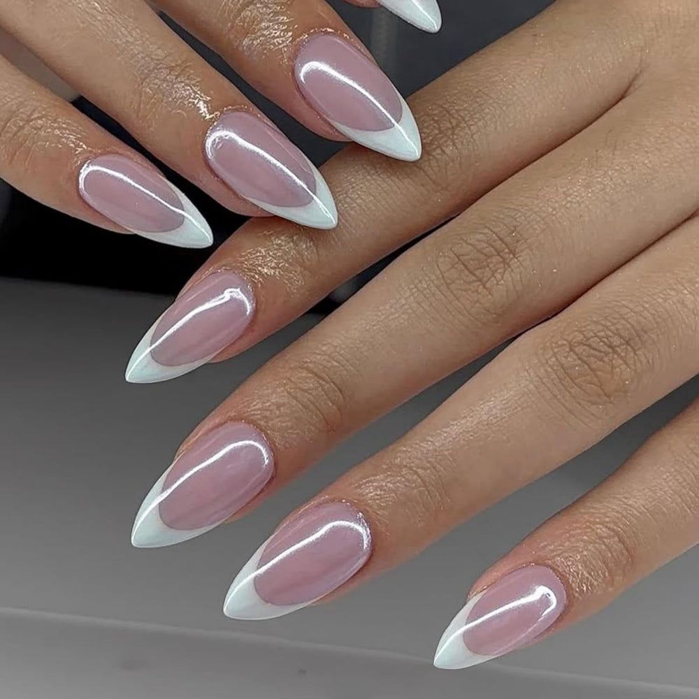 Ongles Chromés Autocollants - Colle Pailletée Brun Amande Moyen Sur Les Ongles Faux Ongles Pailletés Colle Sur Ongles Artificiels Ongles Acryliques Vernis Pour Femme 24 Pièces