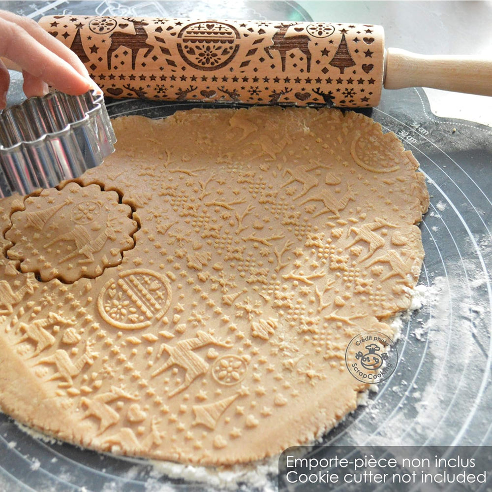 Scrap Cooking Rouleau à pâtisserie en bois motif Noël « Noël » - Rouleau à gaufrage pour biscuits - Accessoire décoratif - 5242