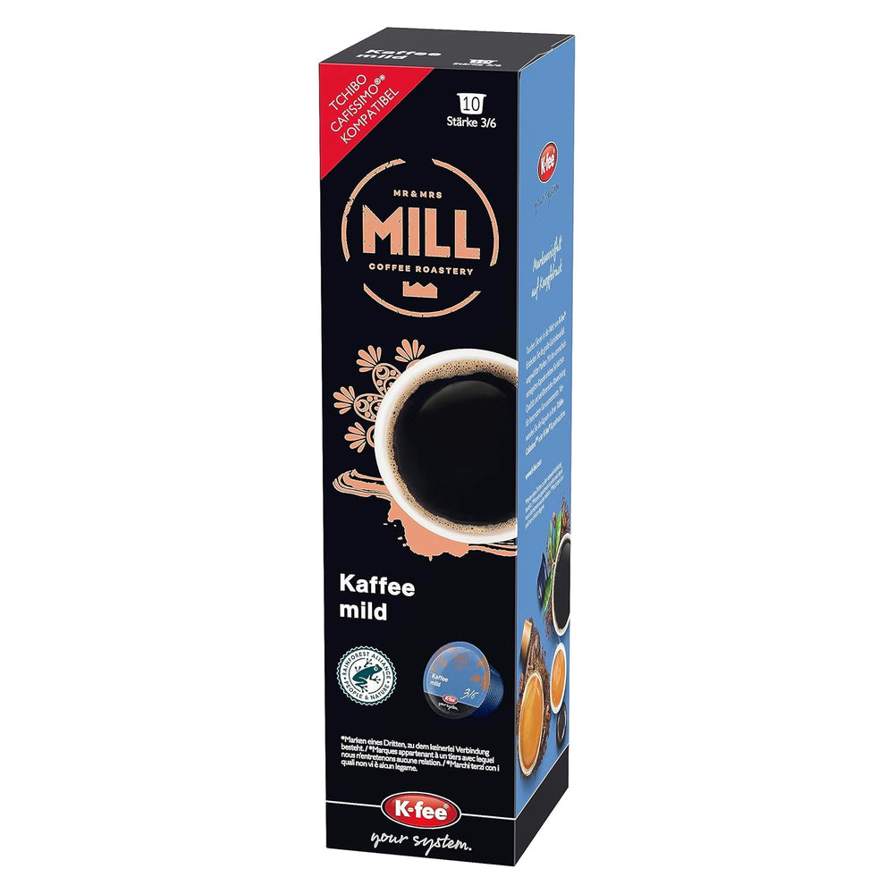 Mr & Mrs Mill Kaffee soft Filterkaffee, compatible avec K-fee & Tchibo Cafissimo*, Stärke 3/6, 120 Kaffeekapseln