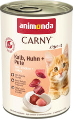 animonda Carny Katzen Nassfutter Kitten Huhn + Pute (12 x 400g), Kitten getreidefreies Katzennassfutter ohne Zucker für wachsende Kätzchen bis 1 Jahr, mit frischen Zutaten