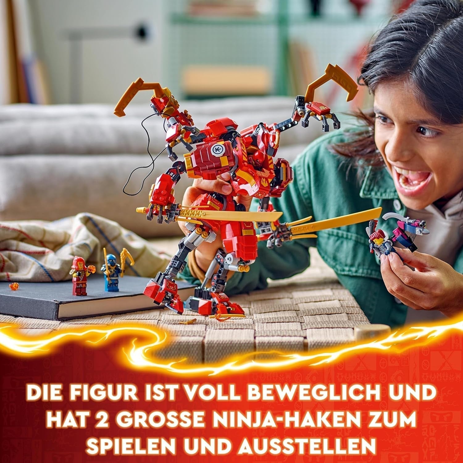 LEGO NINJAGO Kai's Ninja Climbing Mech, jouet Ninja avec figurine à construire et 4 mini figurines, ensemble d'aventure pour enfants, cadeau d'anniversaire pour garçons et filles de 9 ans 71812 Ensembles de construction Beuche den LEGO-Store