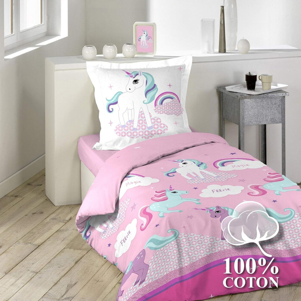 Literie licorne avec taie d'oreiller, literie en coton - enfant Naty Shop