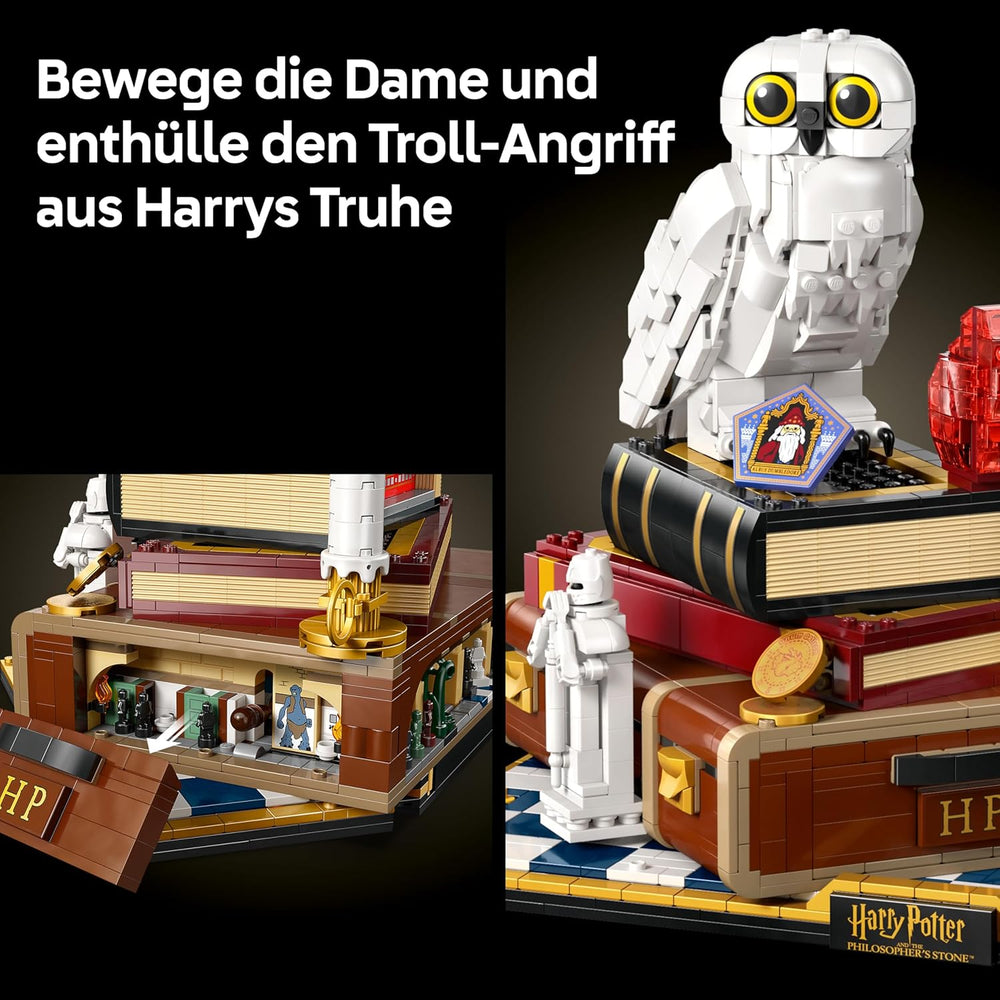 LEGO Harry Potter Stein der Weisen - Sammlredition - DIY Deko - Modellbau mit Miniatur Filmszenen - Hedwig Eulenfigur, 3 Minifiguren - Geschenk zum Vatertag - 76466