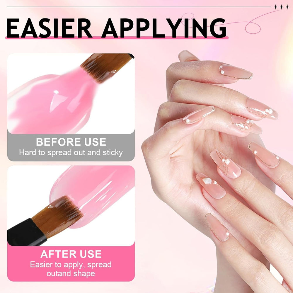 Soluție de unghii Polygel, Kit pentru unghii Poly Gel Slip Solution, Soluții lichide pentru unghii Polygel 75 ml, 5 cleme pentru vârfuri de unghii, 3 perii de unghii, 1 cupă de cristal, 100 foi de curățare