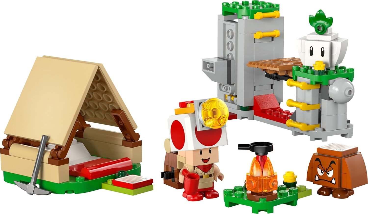 LEGO Super Mario Captain Toad-Camp- Interaktives Spielzeug mit 3 Figuren - Gumba, Zelt & einstürzender Brücke - Kinder Mitbringsel - Spielset - Gamer Geschenk für Jungen & Mädchen ab 6 Jahren - 72040