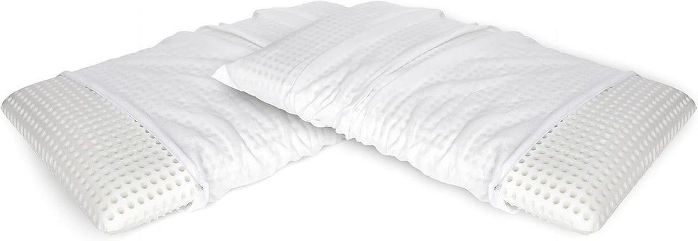 Talamo Italia Lot de 2 Oreillers de Lit 100% Made in Italy Oreiller Amovible "Savon" Mousse à Mémoire Perforée Hypoallergénique et Respirant 70X40Xh16 Cm Naty Shop Altezza Oreillers Standard 10 Housse Incluse Set Oui 2