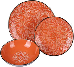 Service de table en grès 12 pièces, 4 assiettes en 4 designs différents, Baku Sunset