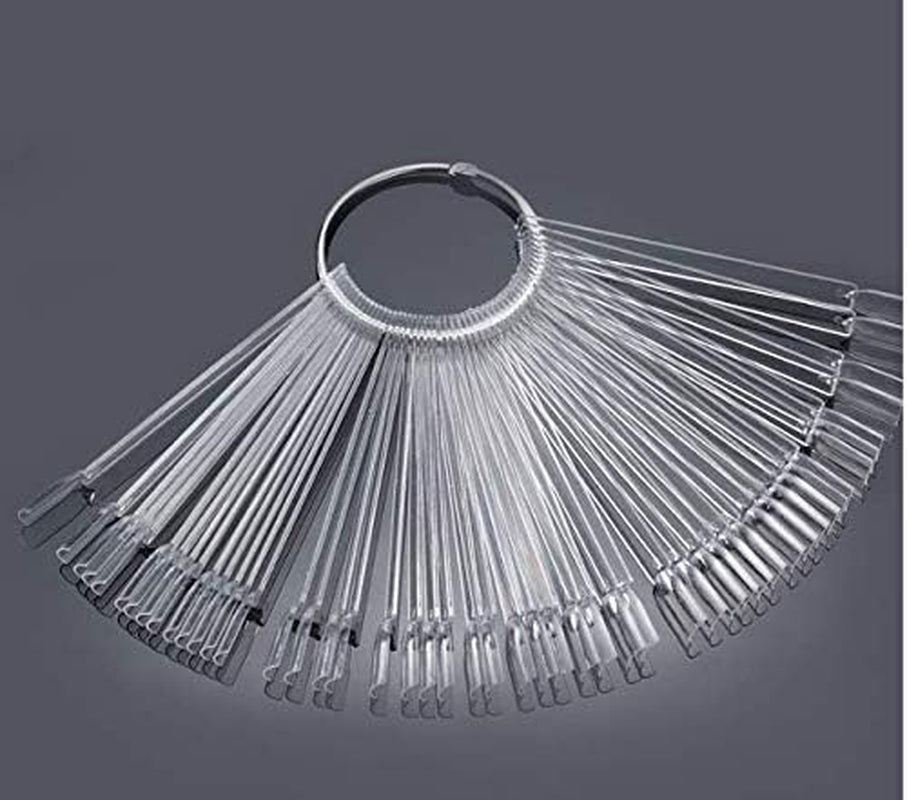 50pcs anneaux de pointe d'art d'ongle, plaques transparentes de couleur, bâtons d'anneau d'affichage de vernis à ongles, pratique de salon de manucure, affichage de pointe d'ongle pour l'affichage et la pratique de bricolage d'art d'ongle