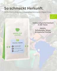 Café - Pacha Mama I 100% Arabica I Kaffeebohnen 1kg I Perfekt für jede Zubereitung - Moka Kanne, Siebträger, Vollaautomat, Brühkaffee mit schokoladig, nussigen Aroman I miltre Röstung