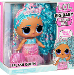 MDR. Surprendre! Big Baby Hair Hair Hair – SPLASH QUEEN – 27,94 cm, grosse poupée avec 14 accessoires, accessoires pour cheveux et cheveux véritables – pour enfants et adolescents à partir de 4 ans