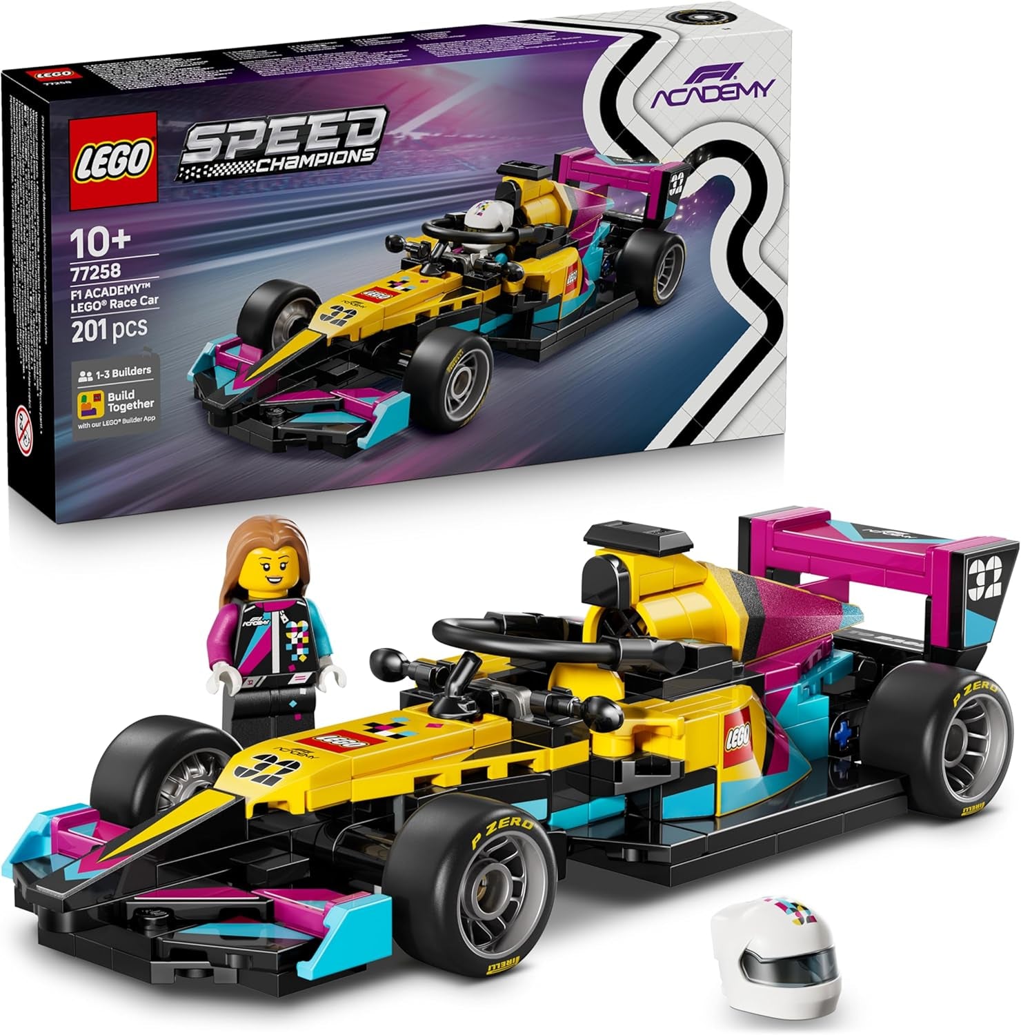 LEGO Speed ​​​​Champions F1 ACADEMY Rennwagen - Spielzeug Modellauto - Mit Formel 1 Rennfahrerin Minifigur - Geschenk für Mädchen, Jungen & Erwachsene Fans à partir de 10 ans - 77258