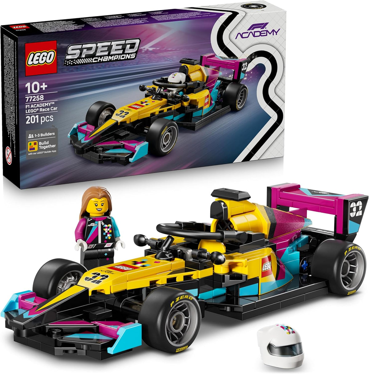 LEGO Speed ​​​​Champions F1 ACADEMY Rennwagen - Spielzeug Modellauto - Mit Formel 1 Rennfahrerin Minifigur - Geschenk für Mädchen, Jungen & Erwachsene Fans à partir de 10 ans - 77258