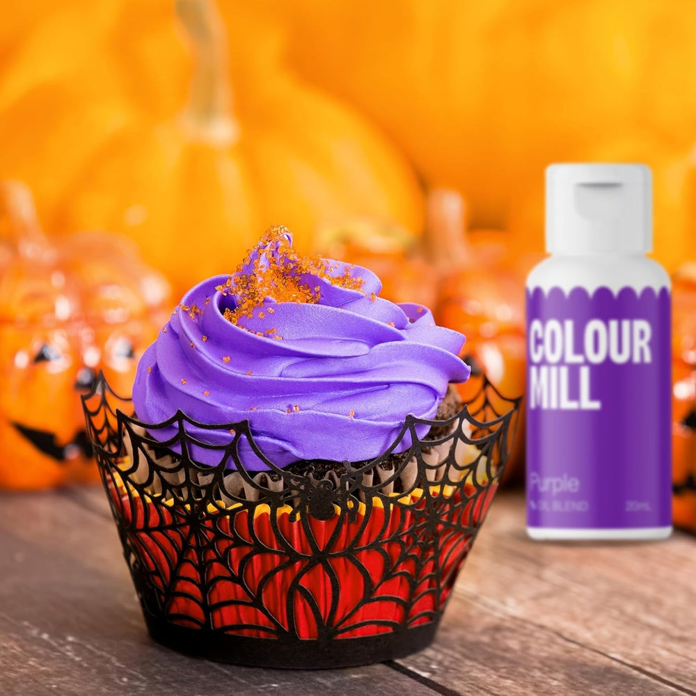 Color Mill Liquid Food Coloring Set - 5 x 20 ml à base d'huile (noir, rose vif, violet, rouge et bleu) - Résistant aux UV - Parfait pour la pâtisserie et comme garniture pour les gâteaux, muffins et décorations de gâteaux