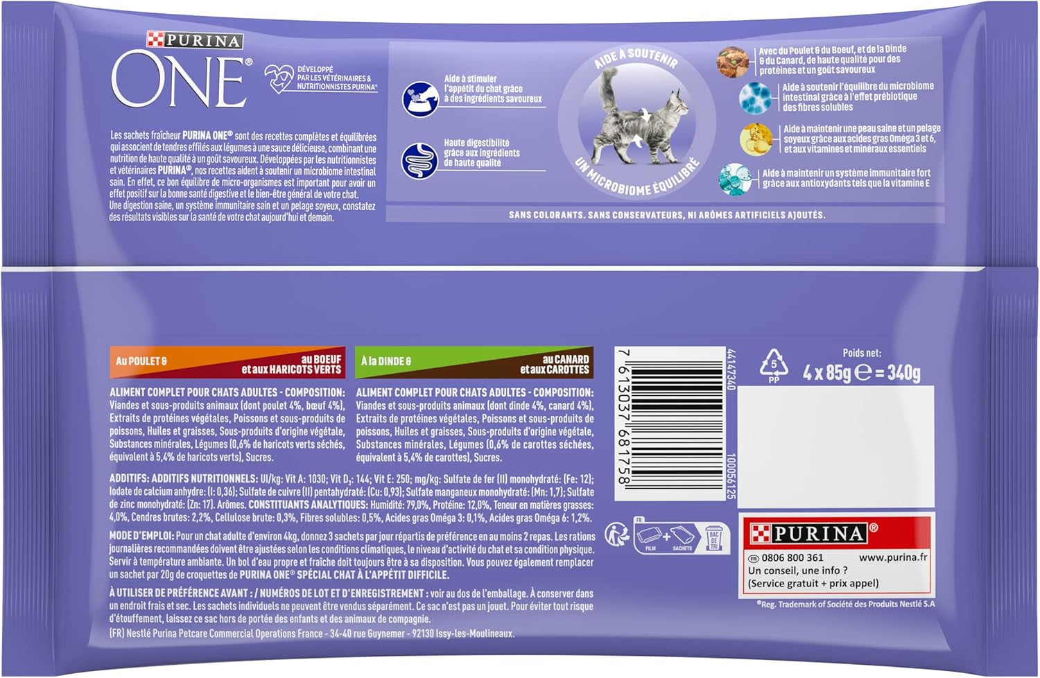 Purina One - Pâtes spéciales en sauce couenne/cuisson/entrée et dinde pour petits plats avec appétit, 340 g