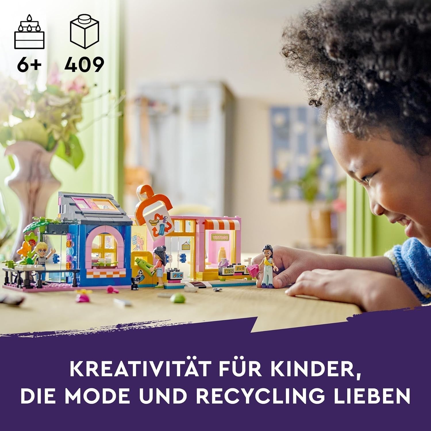 LEGO Friends Ensemble de construction de magasin de mode vintage pour enfants avec magasin de jouets, figurines et chat, modèle de jeu de rôle pour le développement socio-émotionnel, cadeau pour filles et garçons de 6 ans 42614 Jeux de construction Besuche den LEGO-Store