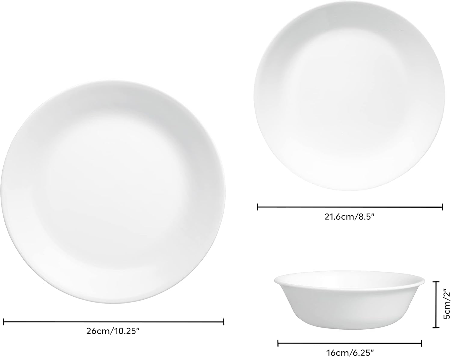 Service de table Winter Frost pour 4, 12 pièces, vaisselle en verre Vitrelle™ ultra-durable de qualité supérieure, passe au lave-vaisselle, au micro-ondes et au micro-ondes, design hivernal festif