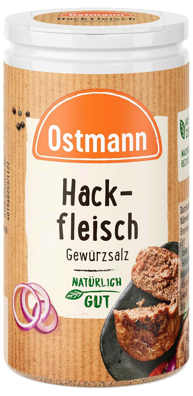 Ostmann Gewürze - Hackfleisch Gewürzsalz | Gewürz für Hackfleisch, Buletten ou Cevapcici | 60 g en Streudose