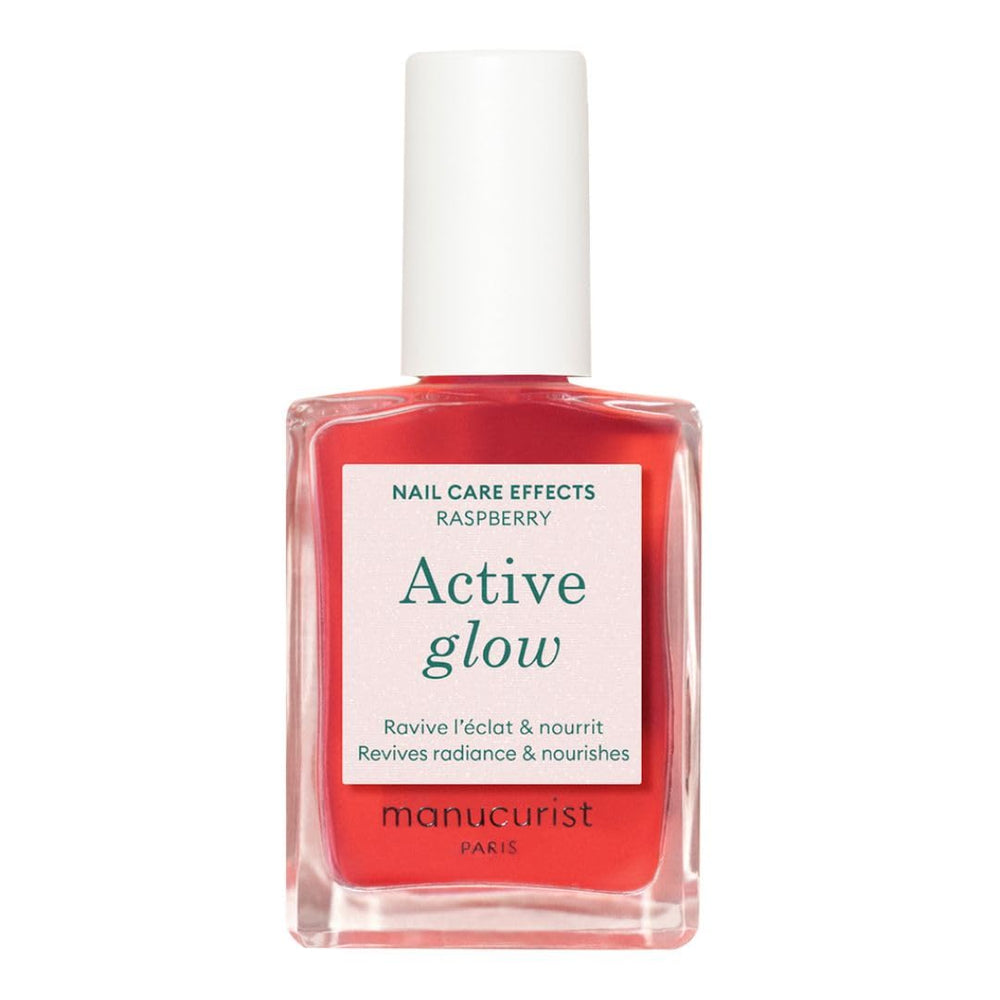 MANUCUIST Soin Ongles Réparateur Active Glow Framboise (Rose) Biosourcé : Amande Douce, Framboise, Vernis à Ongles Nourrissant et Brillant, Effet Rose Transparent - Vernis à Ongles Nude